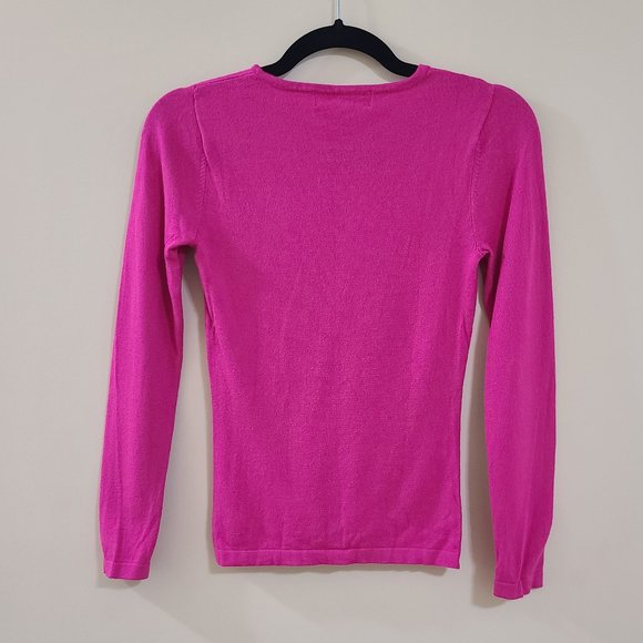 EUC MICHAEL Michael Kors Fuscia Pink Barbiecore Sweater w/Jewelled Buttons - Picture 2 of 5